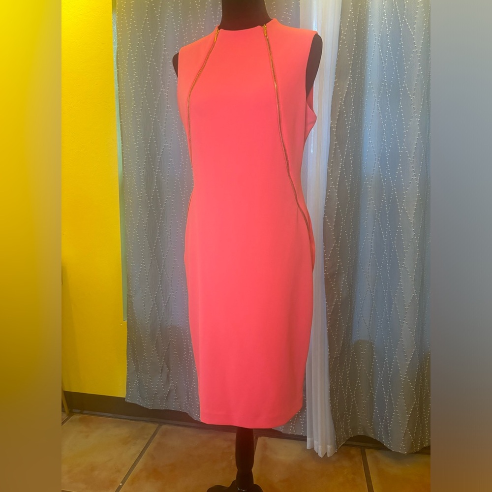 Calvin Klein double zipped coral dress